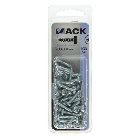 Mack 1018064 - zelftappende schroef cylkop verz. 56 st 3,9 x 19 mm | 5 stuks