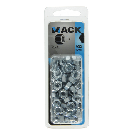 Mack 1018110 - zeskant moer staal verzinkt 100 st m 6 | 5 stuks