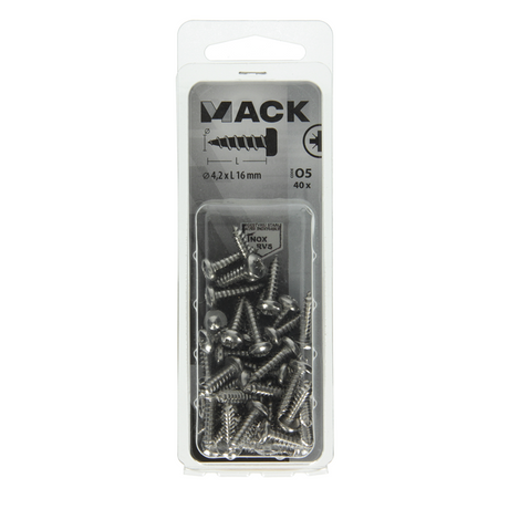 Mack 1020018 - zelftappende schroef cyl.kop a2 40 st 4,2 x 16 mm | 5 stuks