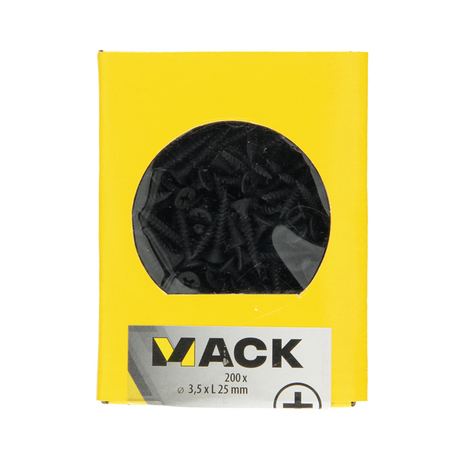 Mack 1020162 - gipsplaatschroef zwart gefosfat. 200 st 3,5 x 25 mm | 5 stuks