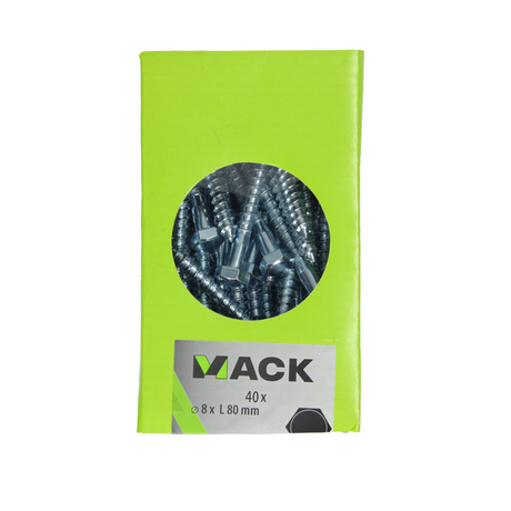 Mack 1020178 - houtdraadbout verzinkt 40 st 8 x 80 mm | 3 stuks