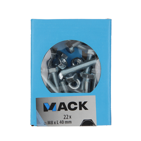 Mack 1020221 - tapbout + moer verzinkt 22 st m8 x 40 mm | 5 stuks