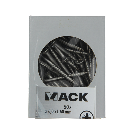 Mack 1020250 - spaanplaatschroef vz kop inox a2 50 st 6,0 x 60 mm | 2 stuks
