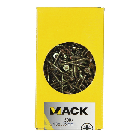 Mack 1020261 - spaanplaatschroef vz kop gvz 500 st 4,0 x 35 mm | 2 stuks