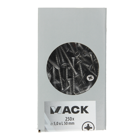 Mack 1020280 - spaanplaatschroef vz kop inox a2 250 st 5,0 x 50 mm | 2 stuks