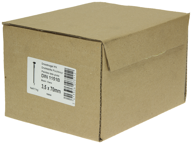 1015649 - doos 5 kg. nagels platte kop 3,5x70 mm | 2 stuks