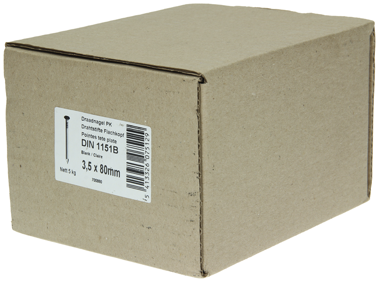 1015650 - doos 5 kg. nagels platte kop 3,5x80 mm | 2 stuks