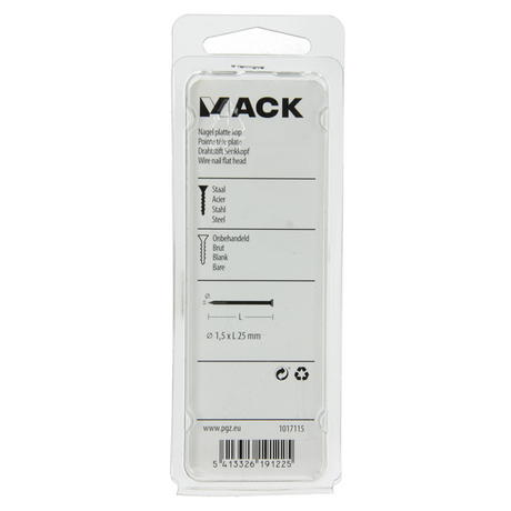Mack 1017115 - nagel platte kop 100 gr 1,5 x 25 mm | 5 stuks