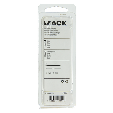 Mack 1017130 - fijne nagel ronde kop 85 gr 1,2 x 25 mm | 5 stuks