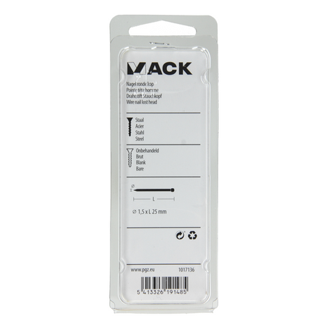 Mack 1017136 - nagel ronde kop 100 gr 1,5 x 25 mm | 5 stuks