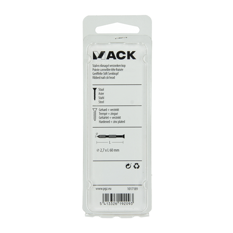 Mack 1017189 - stalen ribnagel vk st.gehard + verz.14 st 2,7 x 60 mm | 10 stuks