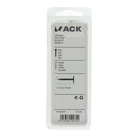 Mack 1017205 - schalienagel staal verzinkt 100 gr 3,5 x 45 mm | 5 stuks