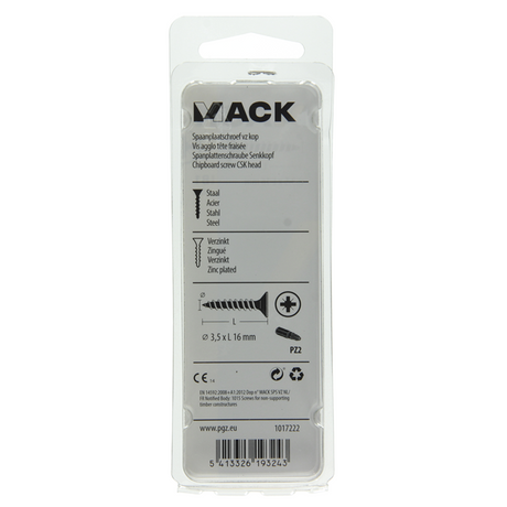 Mack 1017222 - spaanplaatschroef vz kop geelverz.40 st 3,5 x 16 mm | 10 stuks