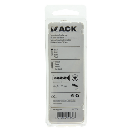 Mack 1017234 - spaanplaatschroef vz kop geelverz.20 st 4,0 x 35 mm | 10 stuks