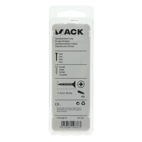 Mack 1017235 - spaanplaatschroef vz kop geelverz.18 st 4,0 x 40 mm | 10 stuks