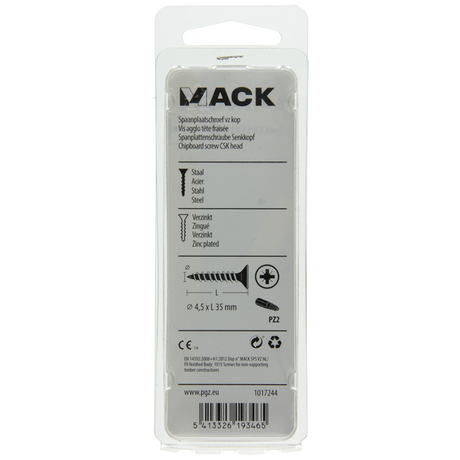 Mack 1017244 - spaanplaatschroef vz kop geelverz.16 st 4,5 x 35 mm | 10 stuks