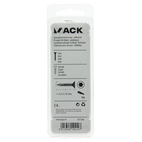 Mack 1017306 - spaanplschr.vzkop-zelfb. geelverz.13 st 4,5 x 45 mm | 10 stuks