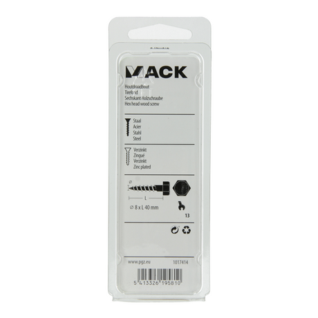 Mack 1017414 - houtdraadbout staal verzinkt 8 st 8 x 40 mm | 5 stuks