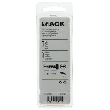 Mack 1017459 - zelftappende schroef cyl kop verz. 7 st 5,5 x 38 mm | 10 stuks