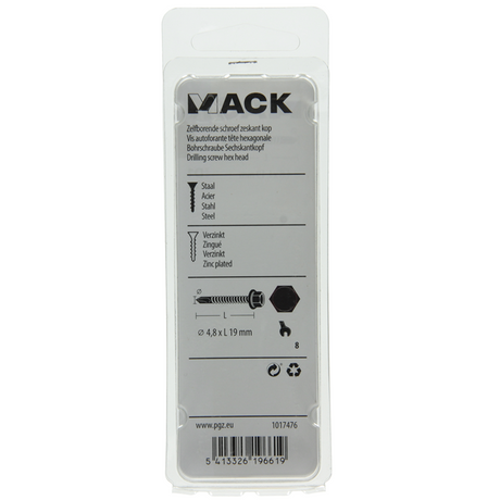 Mack 1017476 - zelfborende schroef zesk.kop verz. 22st 4,8 x 19 mm | 10 stuks