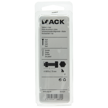 Mack 1017624 - tapbout + moer staal verzinkt 2 st m10 x 70 mm | 5 stuks