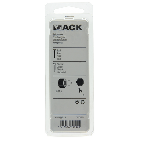 Mack 1017674 - zeskant moer staal verzinkt 40 st m 5 | 10 stuks