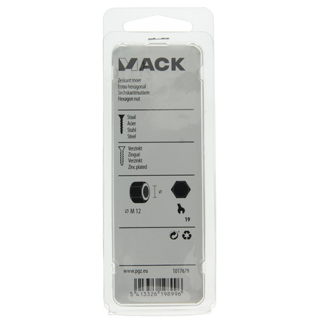 Mack 1017679 - zeskant moer staal verzinkt 6 st m 12 | 10 stuks