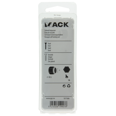Mack 1017686 - zeskant borgmoer staal verzinkt 14 st m6 | 10 stuks