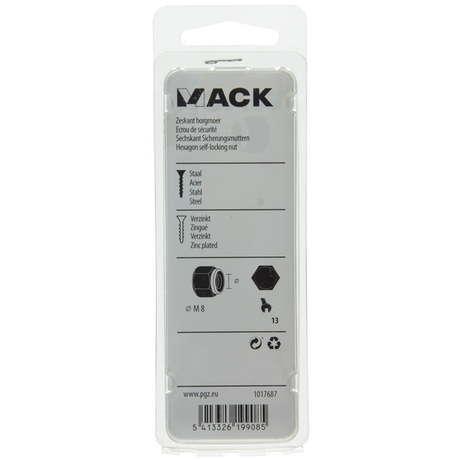 Mack 1017687 - zeskant borgmoer staal verzinkt 12 st m8 | 10 stuks