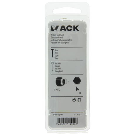 Mack 1017689 - zeskant borgmoer staal verzinkt 4 st m12 | 10 stuks