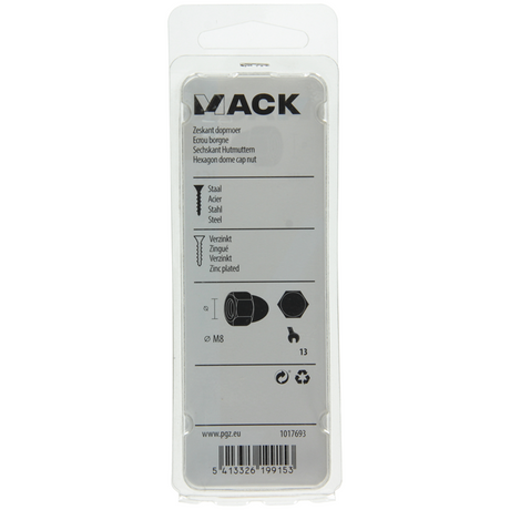 Mack 1017693 - zeskant dopmoer staal verzinkt4 st m8 | 10 stuks