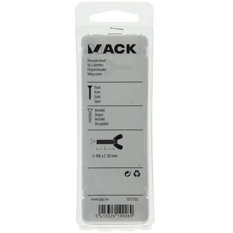 Mack 1017702 - vleugelschroef geelverzinkt 3 st m6 x 30 mm | 10 stuks