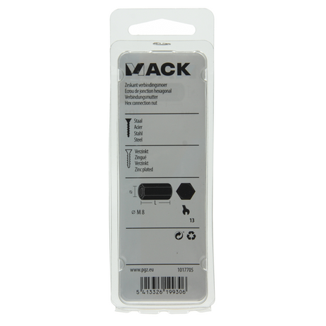 Mack 1017705 - zeskant verbindingsmoer verzinkt 2 st m8 | 10 stuks