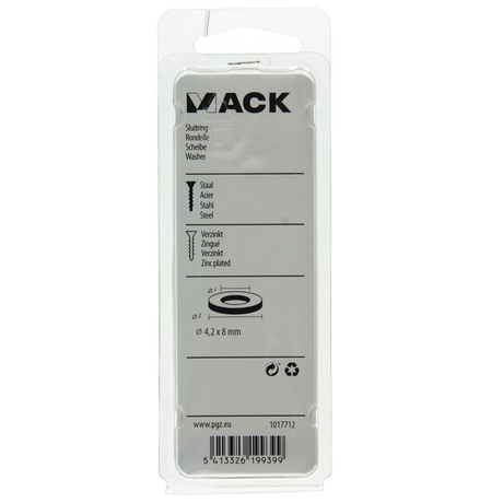 Mack 1017712 - sluitring staal verzinkt 60 st 4,2 x 8 mm | 10 stuks