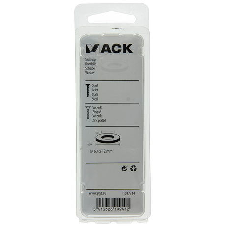 Mack 1017714 - sluitring staal verzinkt 40 st 6,4 x 12 mm | 10 stuks