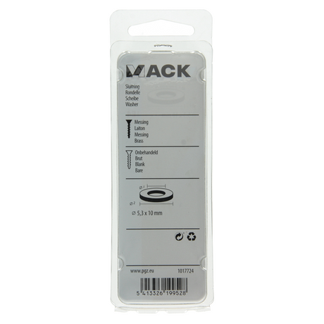 Mack 1017724 - sluitring messing 12 st 5,3 x 10 mm | 10 stuks
