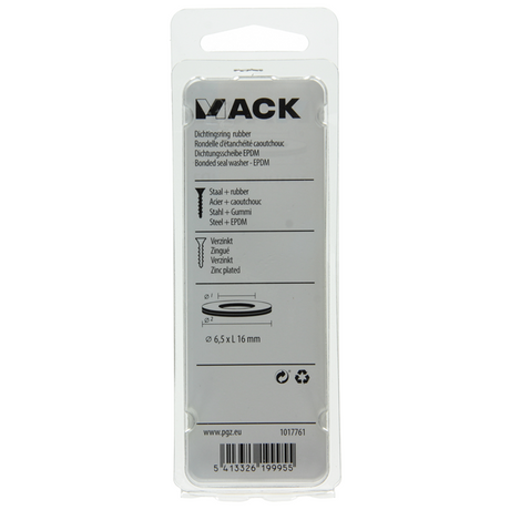 Mack 1017761 - dichtingsring rubber verzinkt 15 st 6,5 x 16 mm | 10 stuks