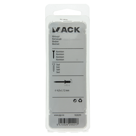 Mack 1020299 - 28 blindnieten alu 4,0x12mm | 5 stuks