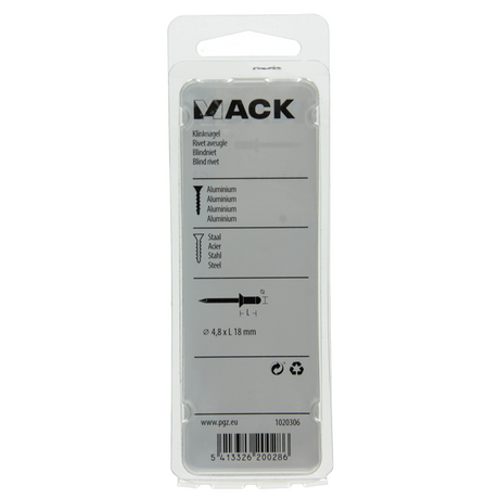 Mack 1020306 - 16 blindnieten alu 4,8x18mm | 5 stuks