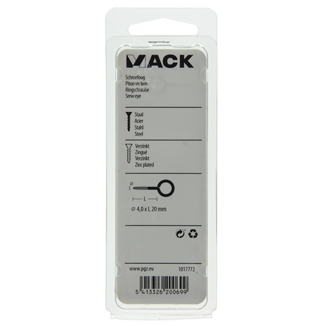 Mack 1017772 - schroefoog staal verzinkt 10st 4,0 x 20 mm | 10 stuks