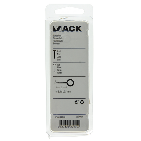 Mack 1017787 - schroefoog staal wit 2 st 5,0 x 35 mm | 10 stuks