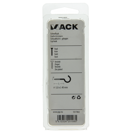 Mack 1017802 - schroefhaak staal verzinkt 4st 5,0 x 40 mm | 5 stuks