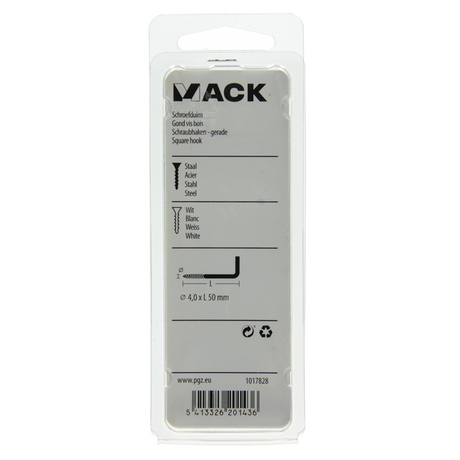 Mack 1017828 - schroefduim staal wit 3 st 4,0 x 50 mm | 10 stuks