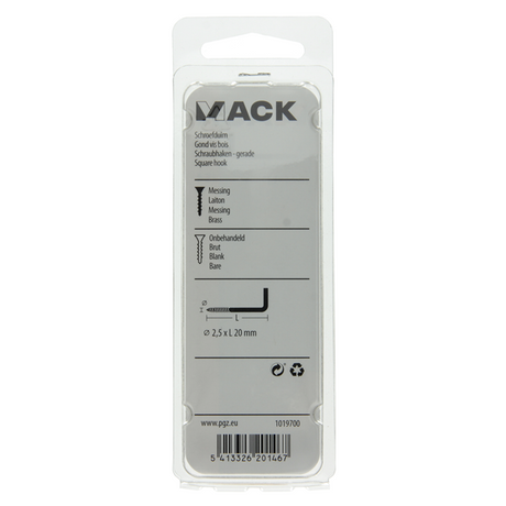 Mack 1019700 - schroefduim messing 8 st 2,5 x 20mm | 10 stuks