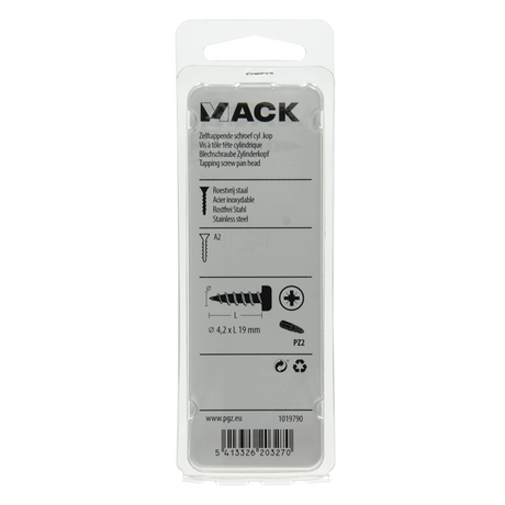 Mack 1019790 - zelftappende schroef cyl.kop a2 10 st 4,2 x 19 mm | 10 stuks