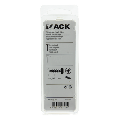 Mack 1019792 - zelftappende schroef cyl.kop a2 8 st 4,2 x 32 mm | 10 stuks