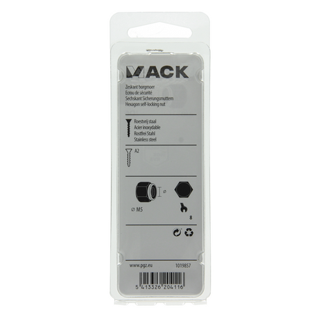Mack 1019857 - zeskant borgmoer inox a2 6 st m 5 | 10 stuks