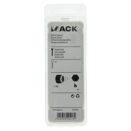 Mack 1019859 - zeskant borgmoer inox a2 4 st m 8 | 10 stuks