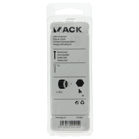 Mack 1019861 - zeskant borgmoer inox a2 2 st m 12 | 10 stuks