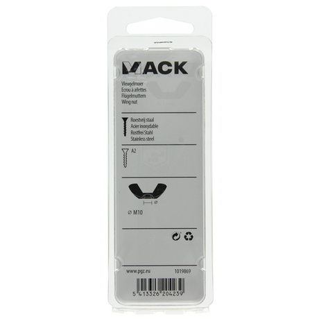 Mack 1019869 - vleugelmoer inox a2 2 st m10 | 10 stuks